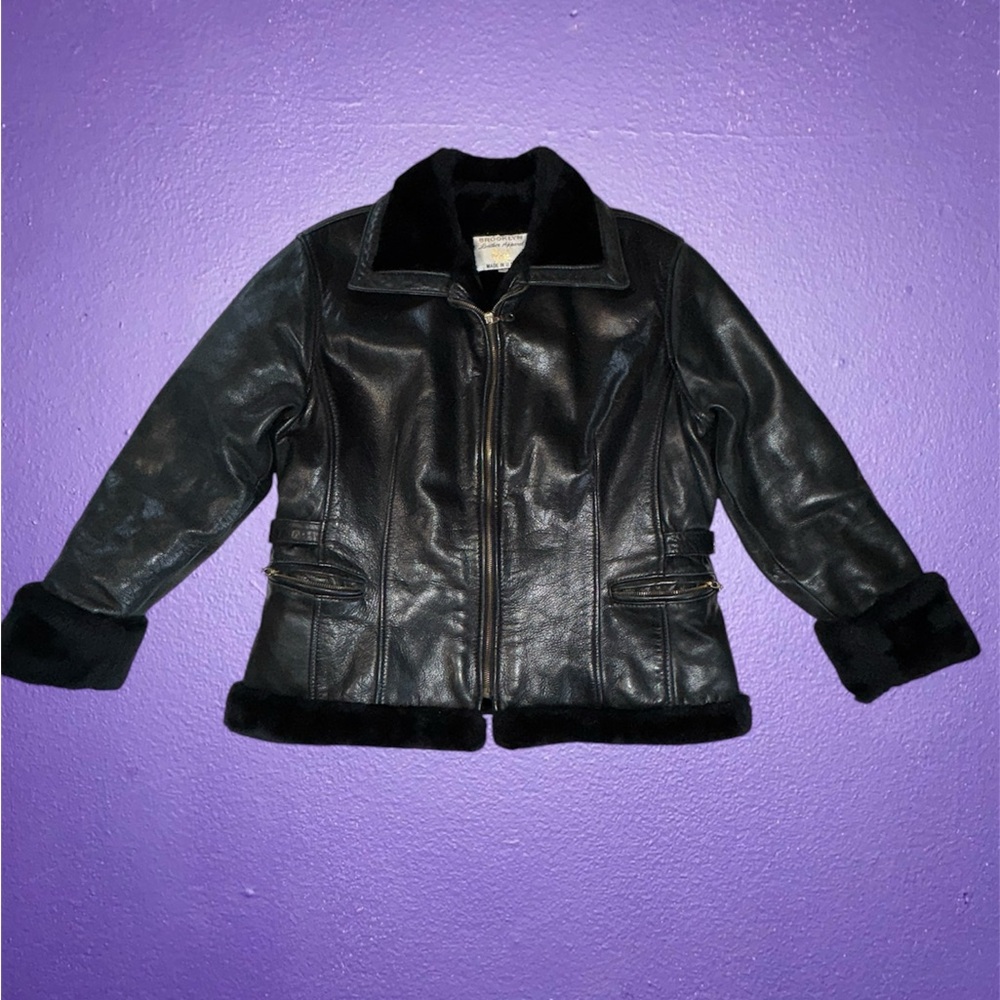 Warm black real leather jacket